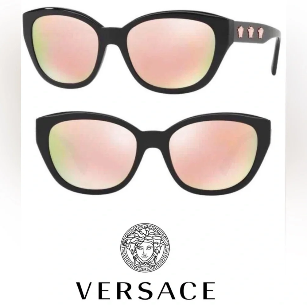 Versace Gold Medusa Head Butterfly Sunglasses, Plum Lens, 56/18/140 - Picture 2 of 16